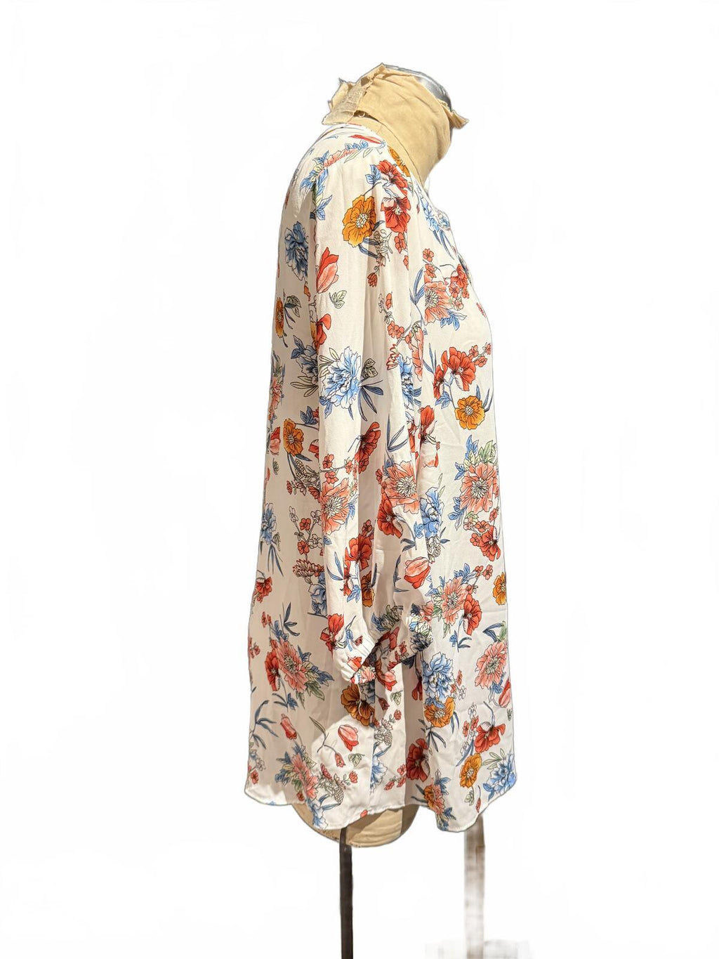 Tahari Floral Print Long Sleeve Tunic Blouse