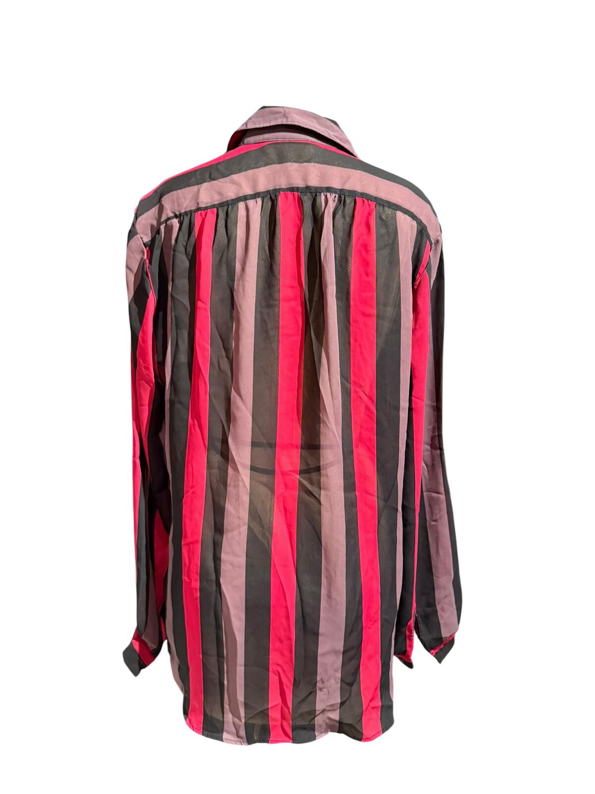 Ms. Paquette Vintage 80s Striped Long Sleeve Button-Up Shirt