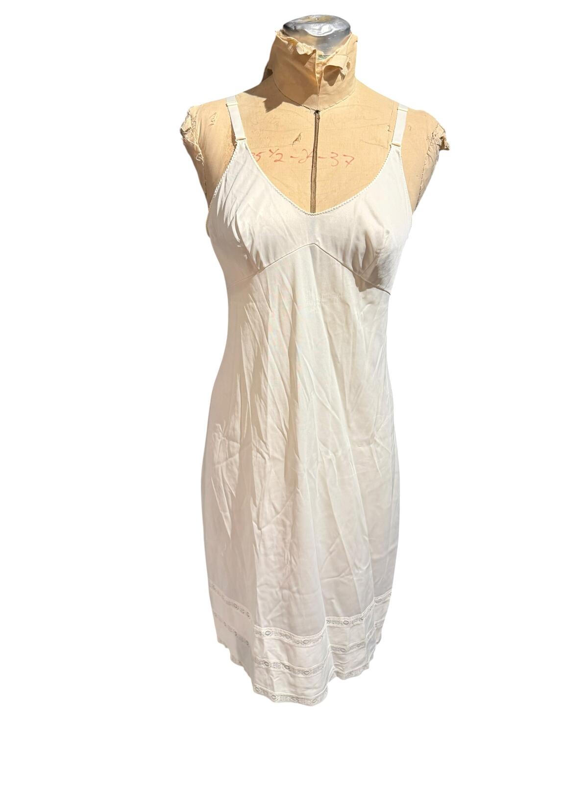 Sears Vintage White Slip Dress with Lace Trim