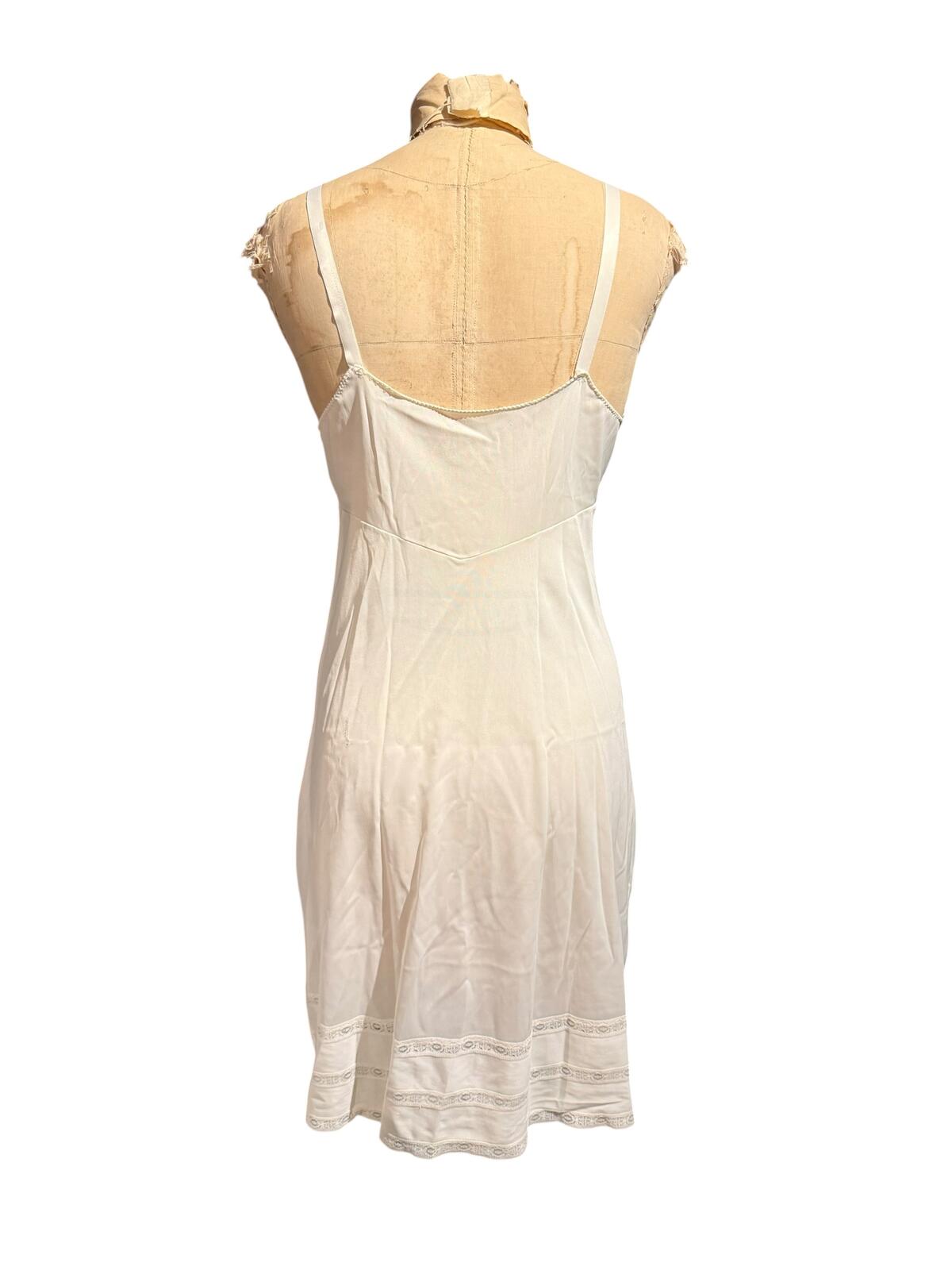 Sears Vintage White Slip Dress with Lace Trim