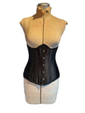 Black Satin Corset with Front Busk and Back Lace-Up