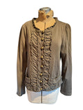 KUT From The Kloth Brown Ruffled Button-Up Cardigan Jacket