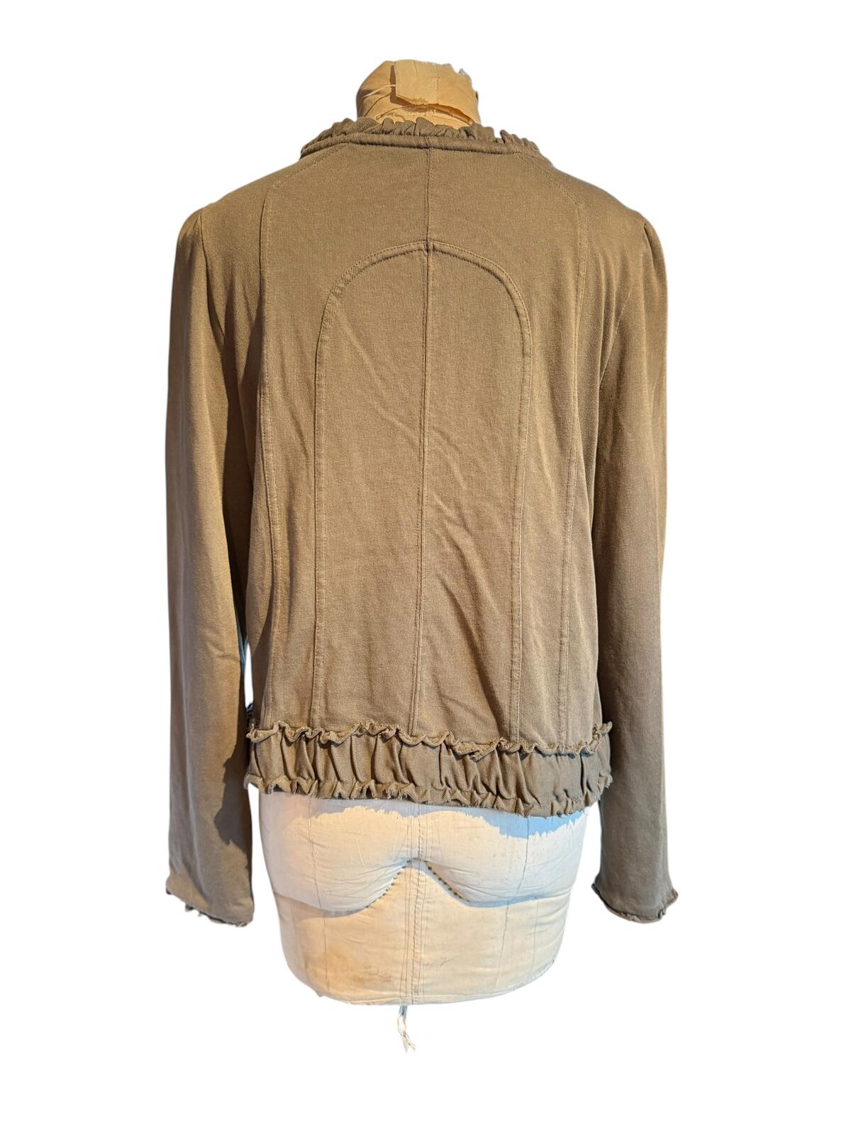 KUT From The Kloth Brown Ruffled Button-Up Cardigan Jacket