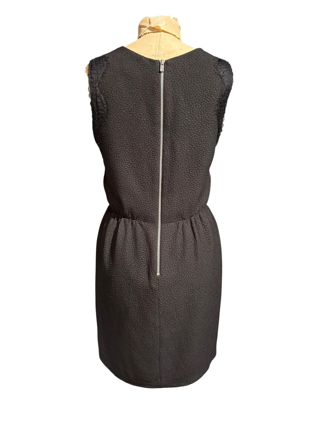 Sandro Sleeveless Black Dress with Pearl Embellishments