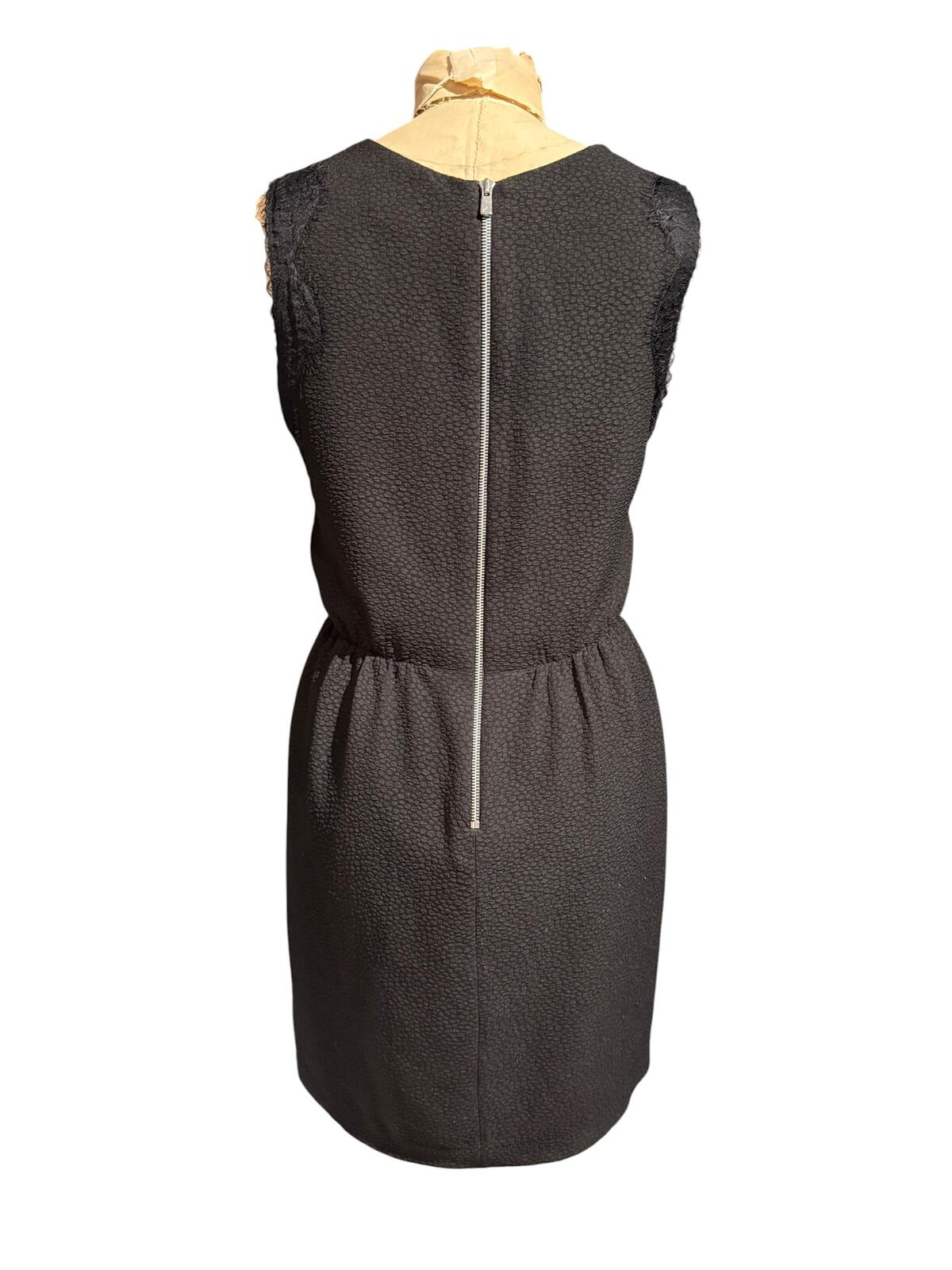 Sandro Sleeveless Black Dress with Pearl Embellishments