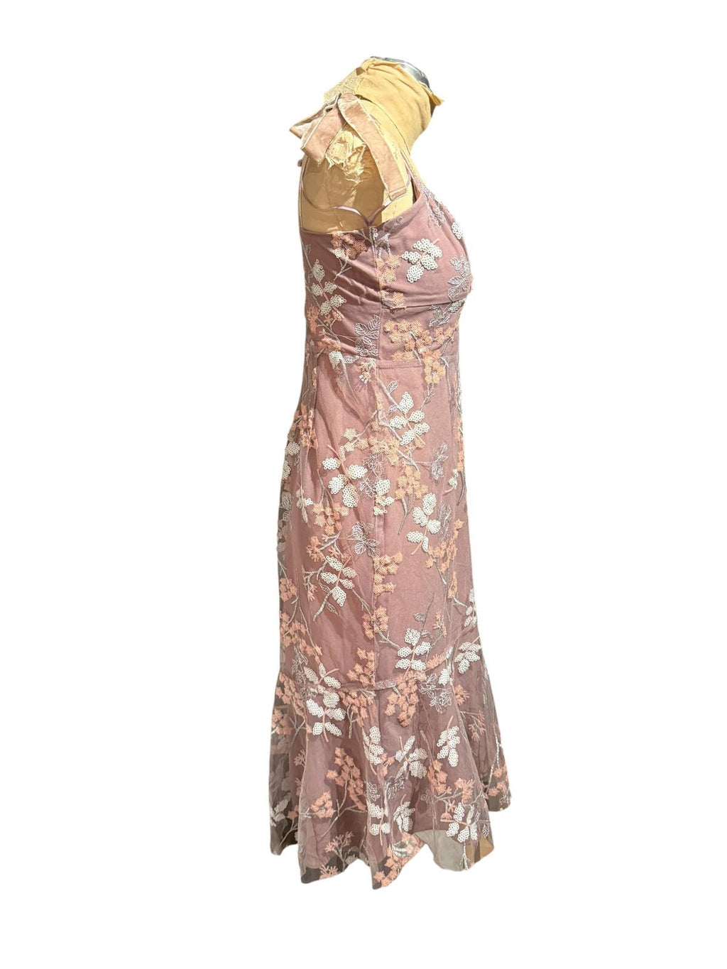 Lulus Floral Embroidered Midi Dress with Tie Straps