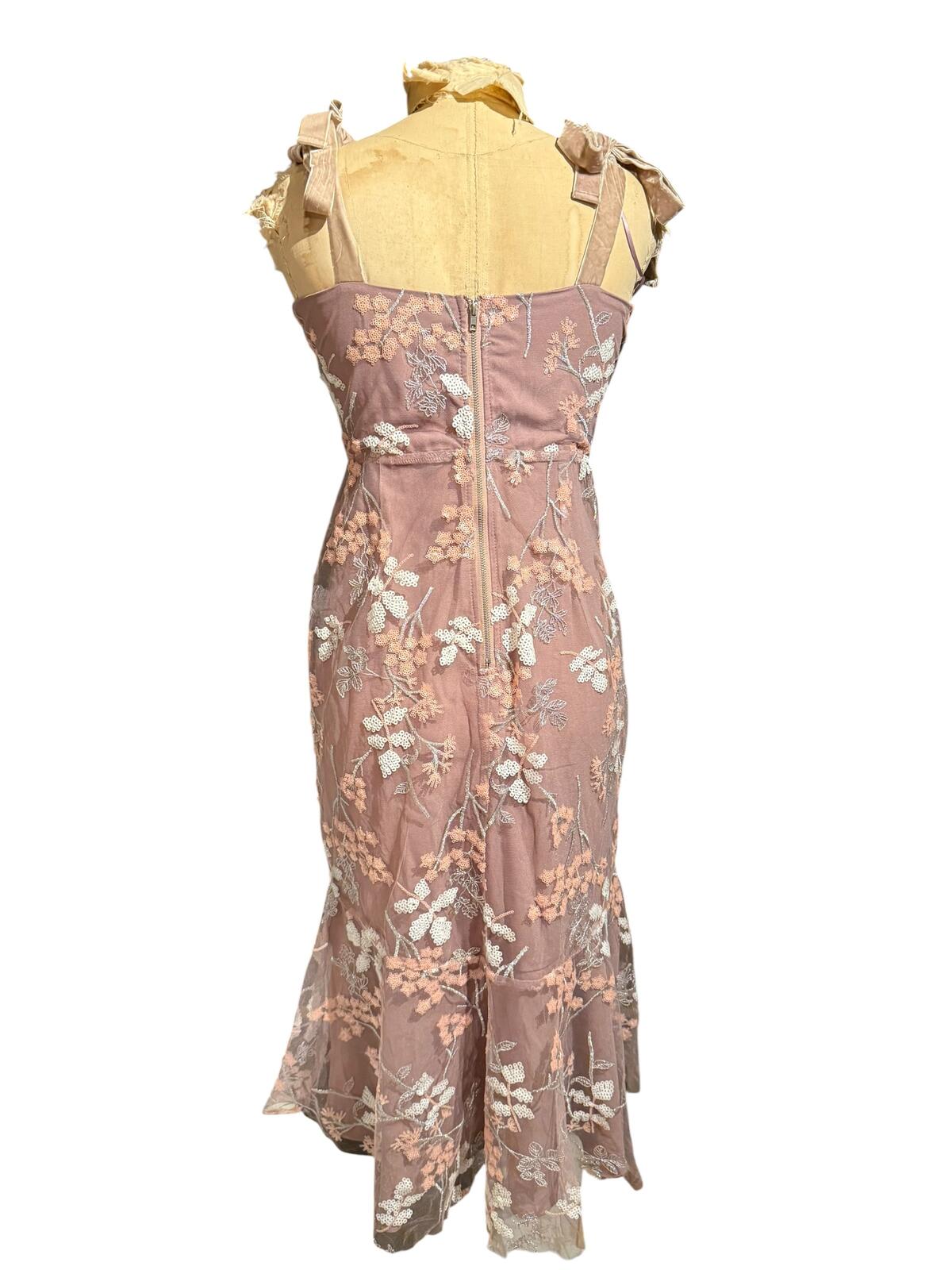 Lulus Floral Embroidered Midi Dress with Tie Straps