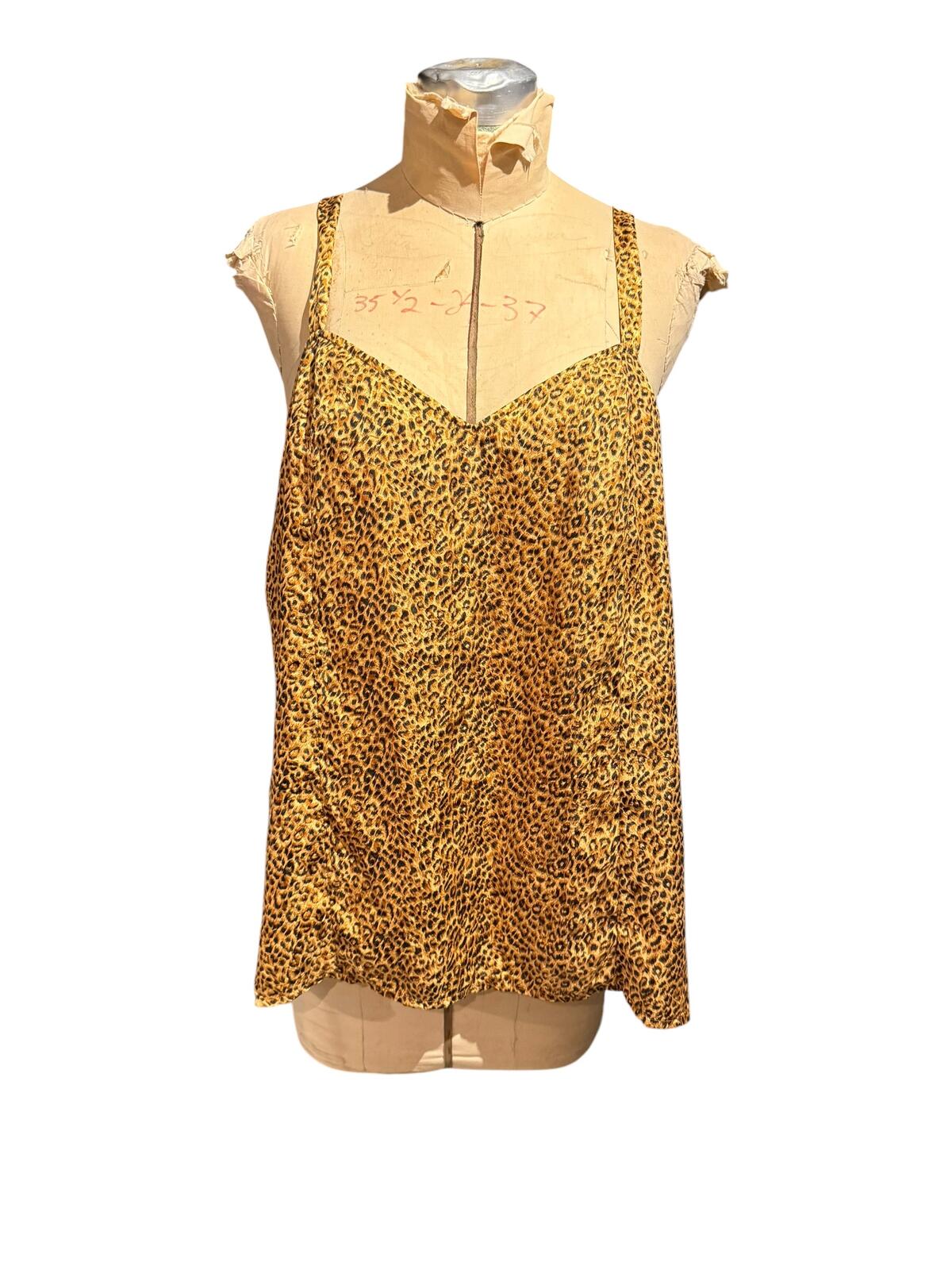 Diane Gilman Vintage Leopard Print Satin Camisole Top