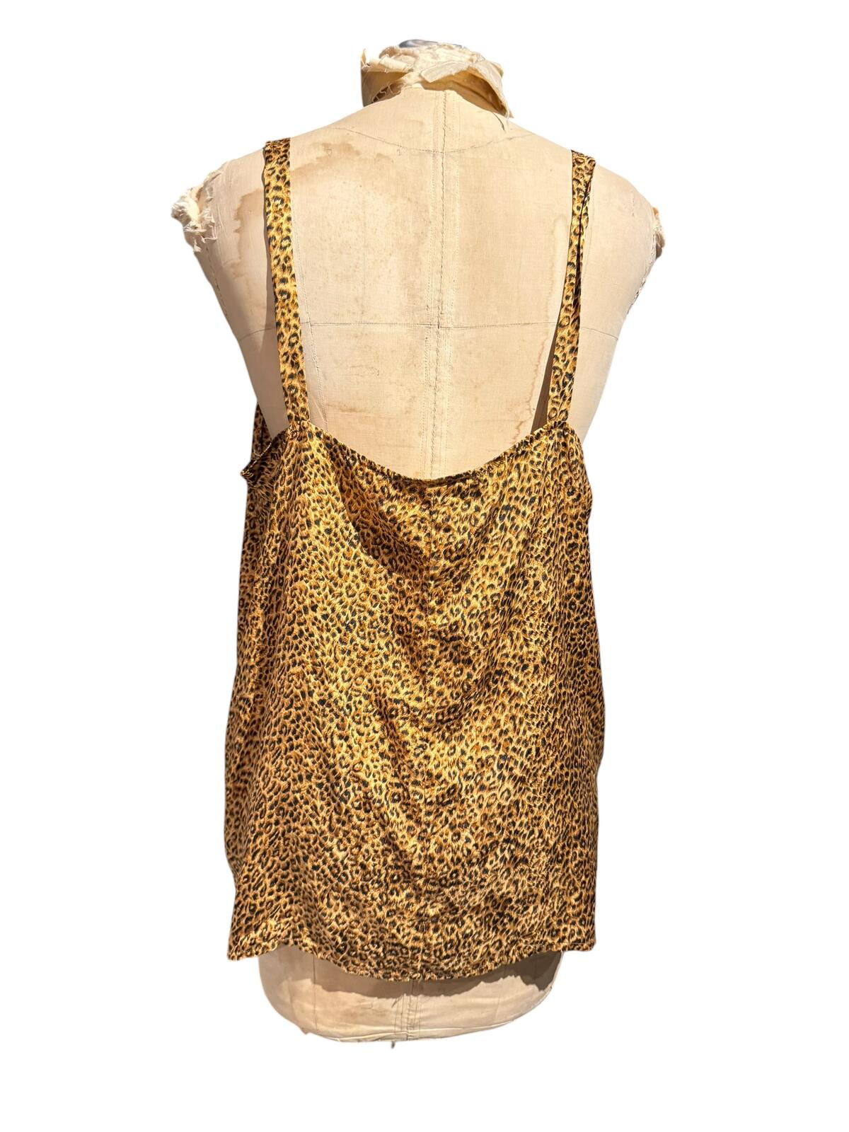 Diane Gilman Vintage Leopard Print Satin Camisole Top