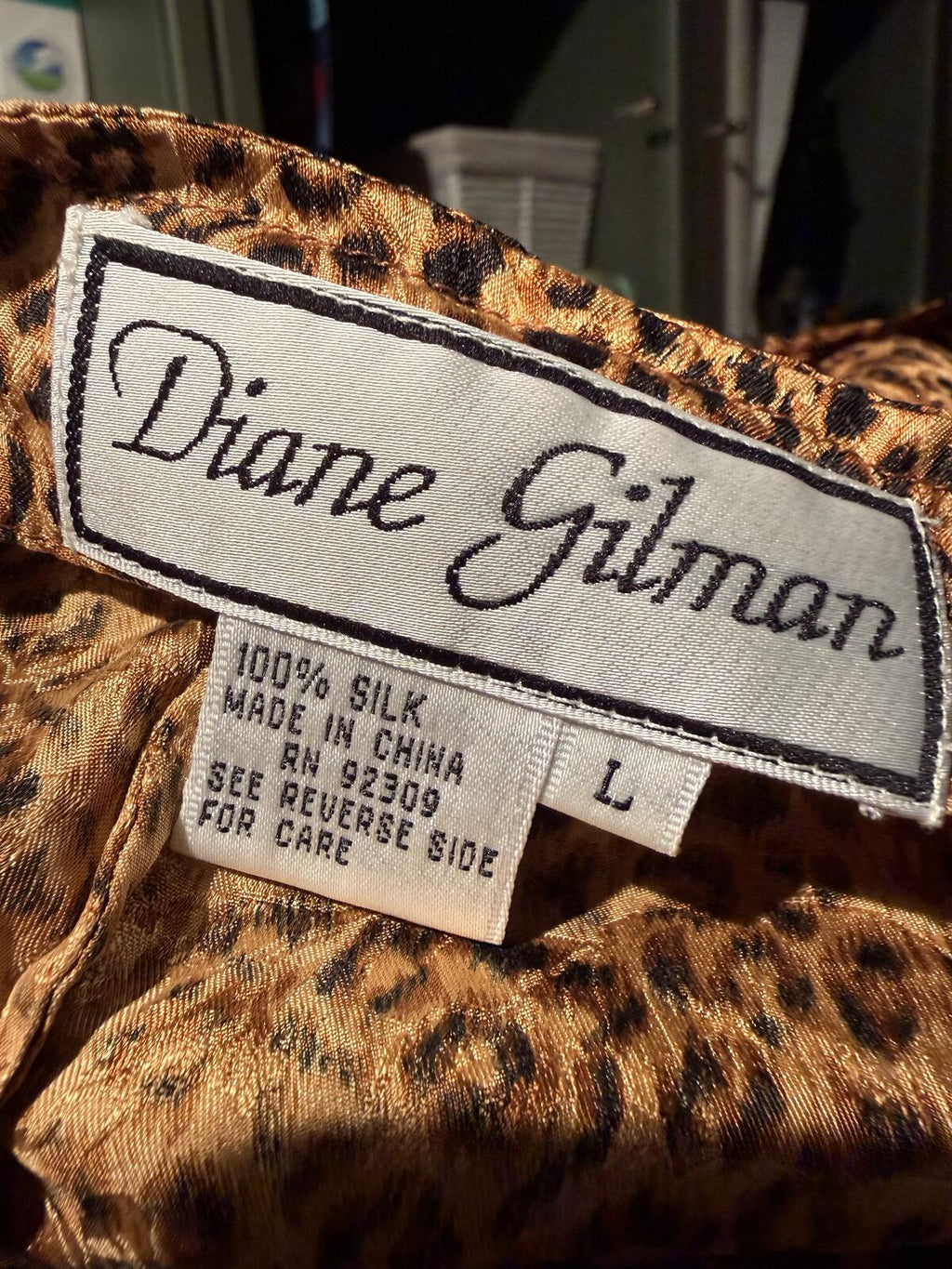 Diane Gilman Vintage Leopard Print Satin Camisole Top