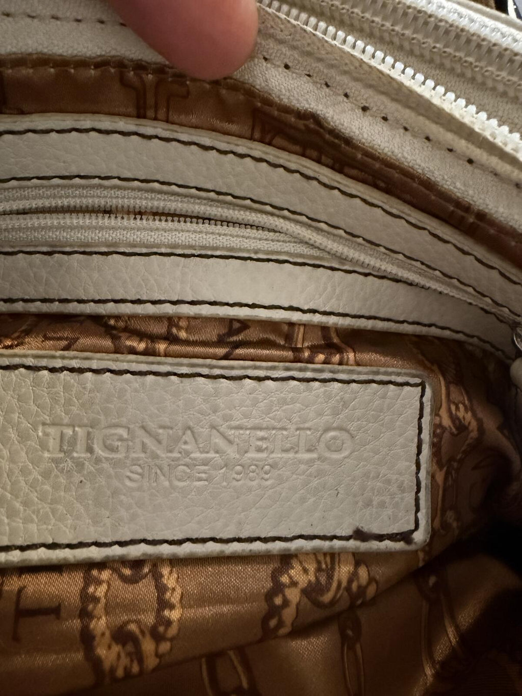 Tignanello Beige Leather Crossbody Bag