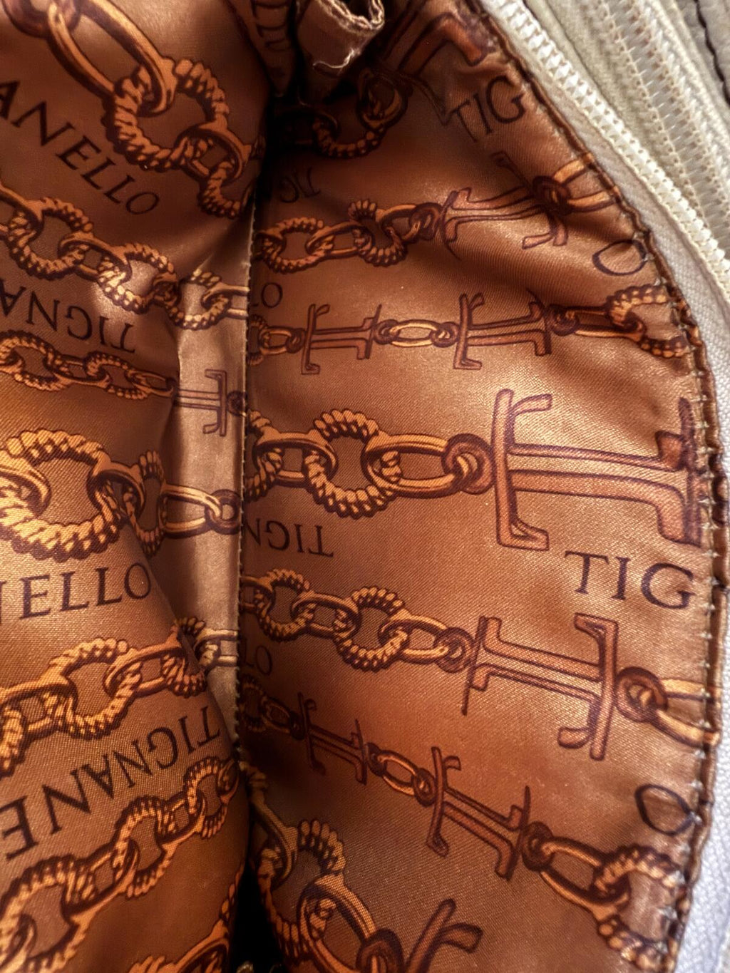 Tignanello Beige Leather Crossbody Bag