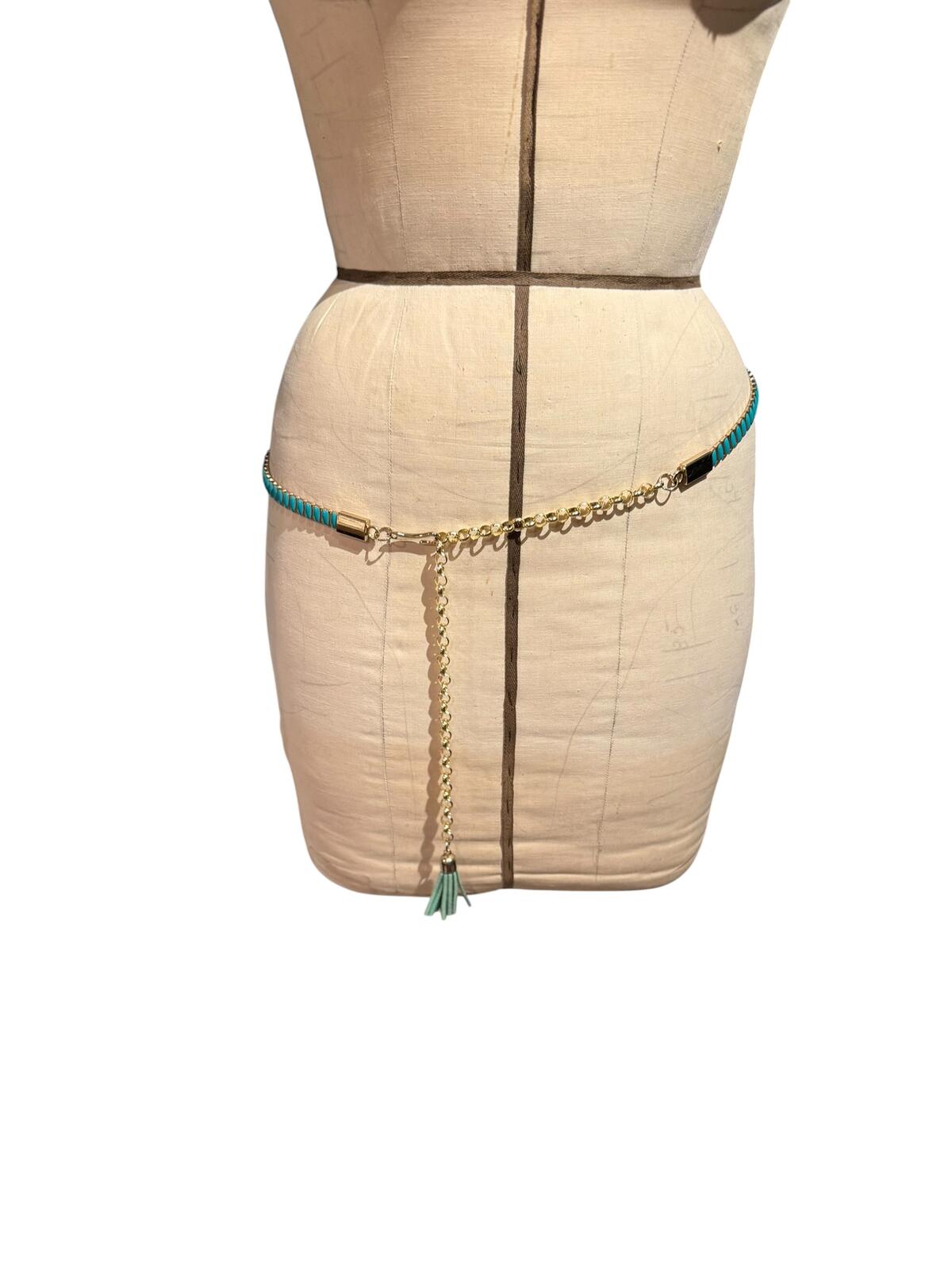 Two Gold Tone Chain Tassel Belts