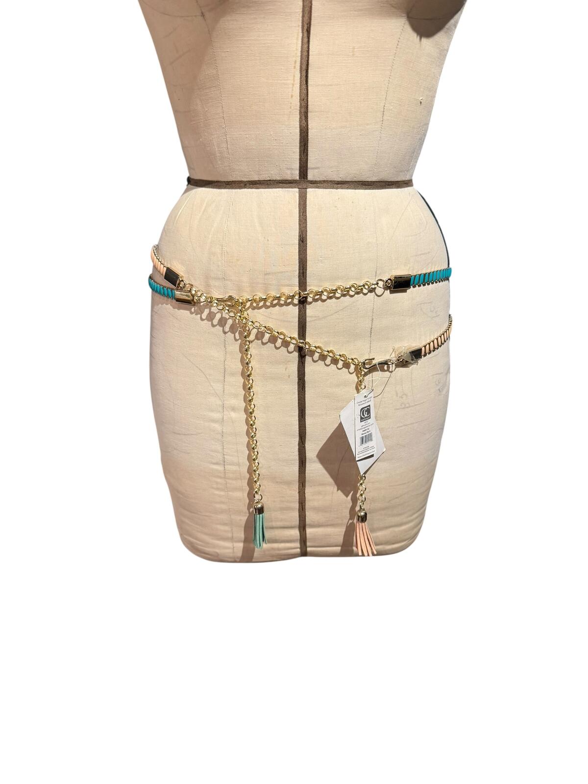 Two Gold Tone Chain Tassel Belts