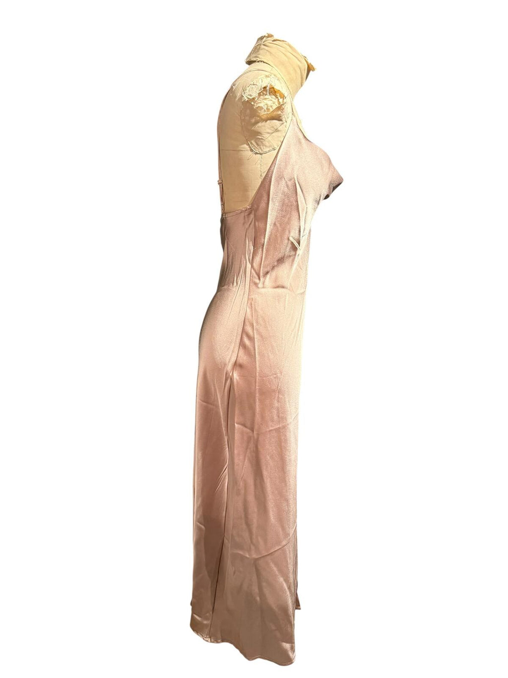 Paper Heart Blush Pink Satin Slip Dress with Side Slit