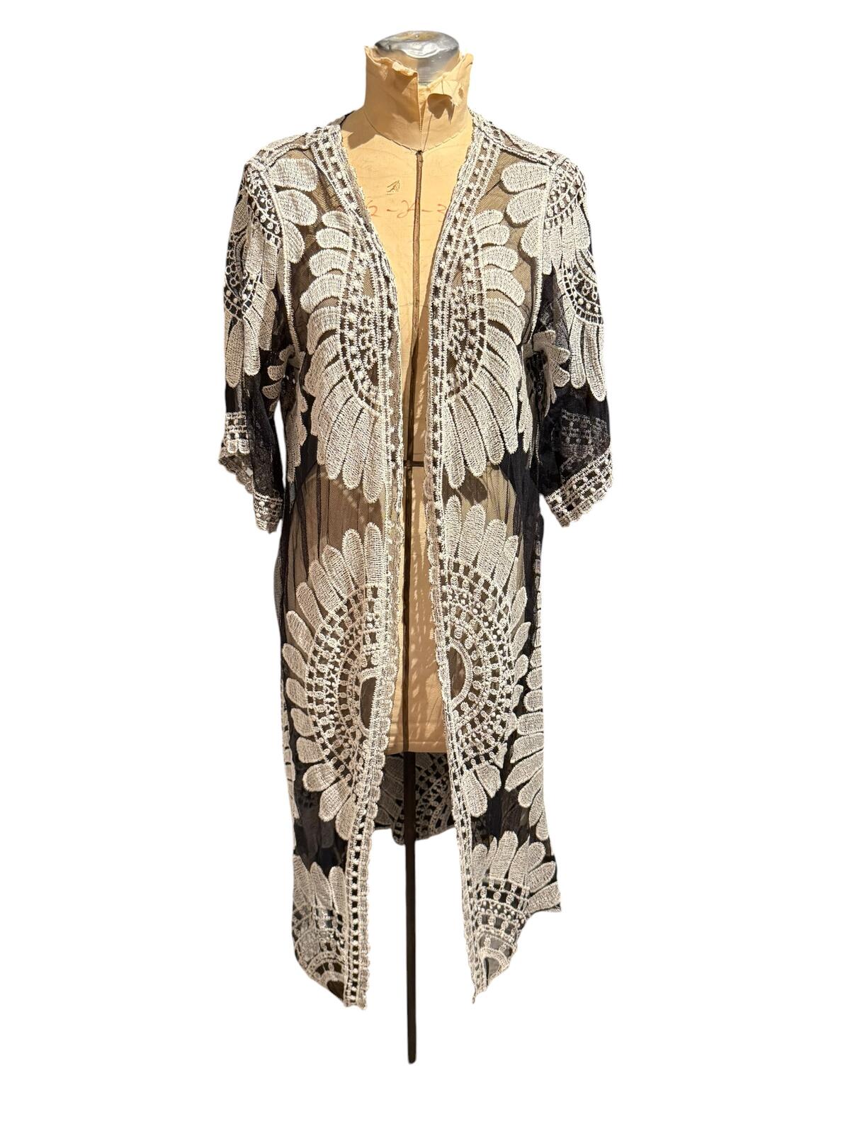 Bohemian Sheer Crochet Kimono Cardigan