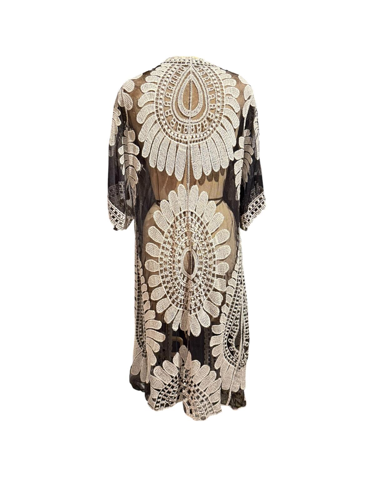 Bohemian Sheer Crochet Kimono Cardigan