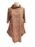 Asha Patterned Long Sleeve Dress with Pockets and Cowl Neck