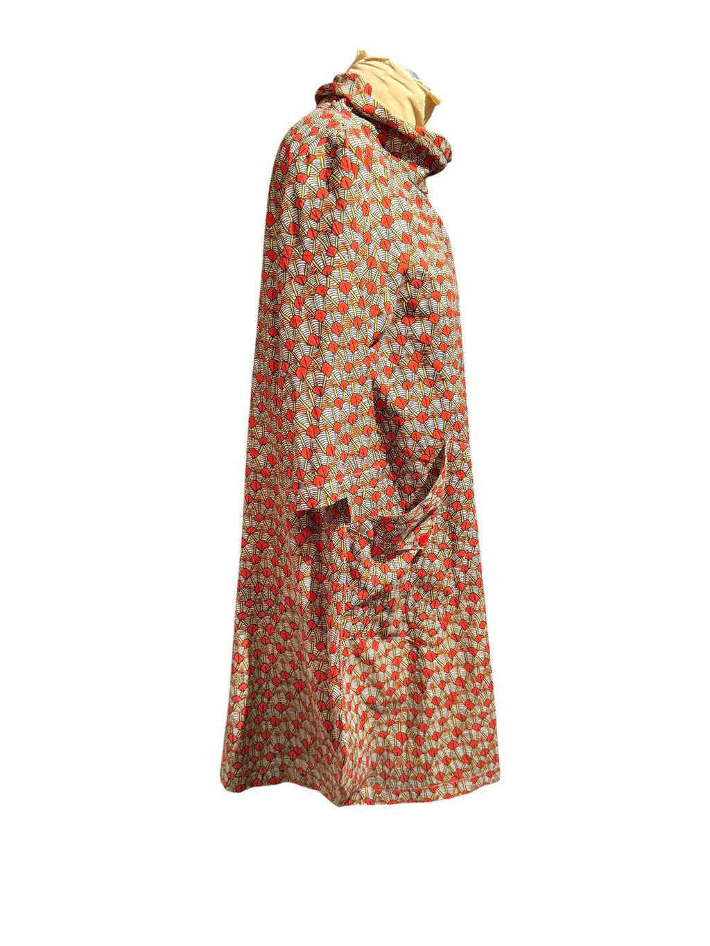 Asha Patterned Long Sleeve Dress with Pockets and Cowl Neck