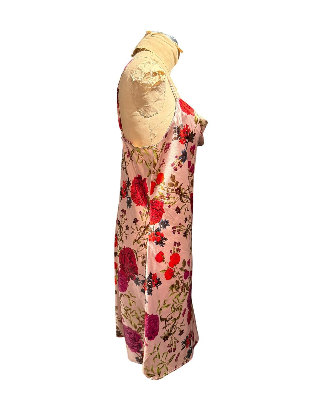 Ambrielle Floral Satin Slip Dress with Cowl Neck