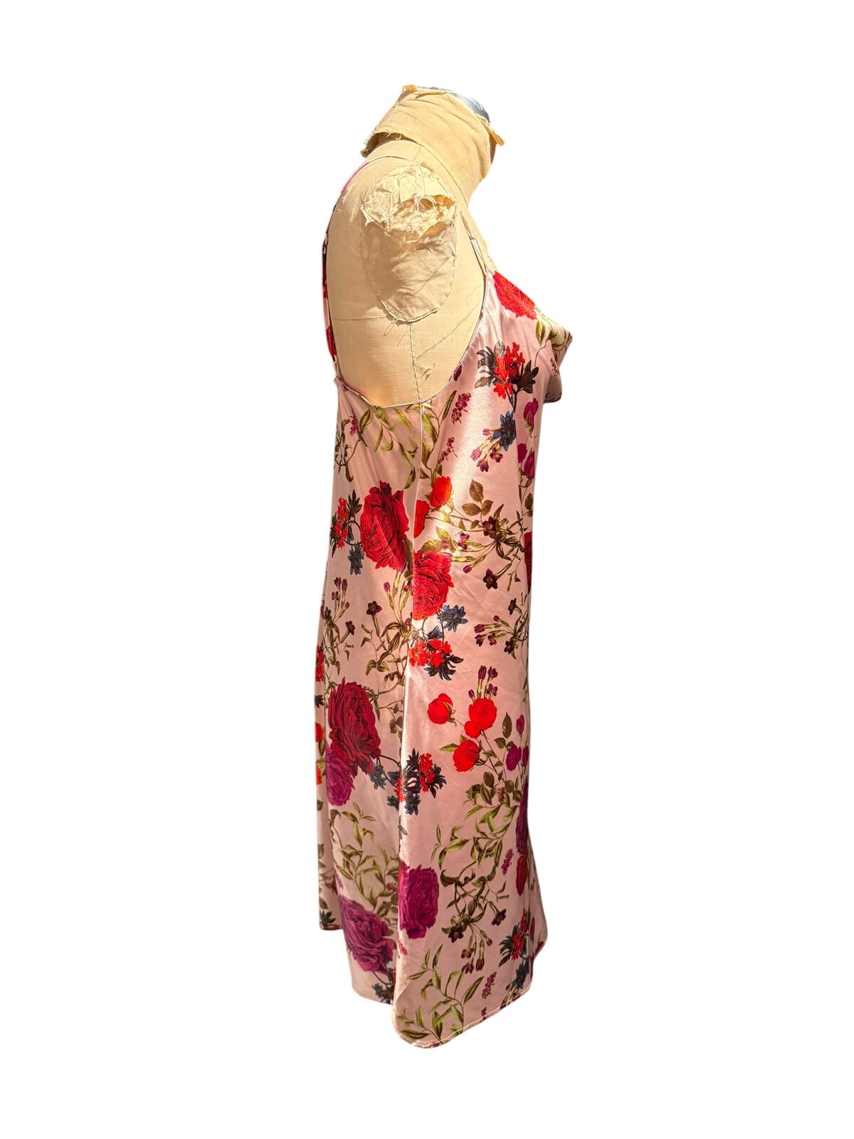 Ambrielle Floral Satin Slip Dress with Cowl Neck