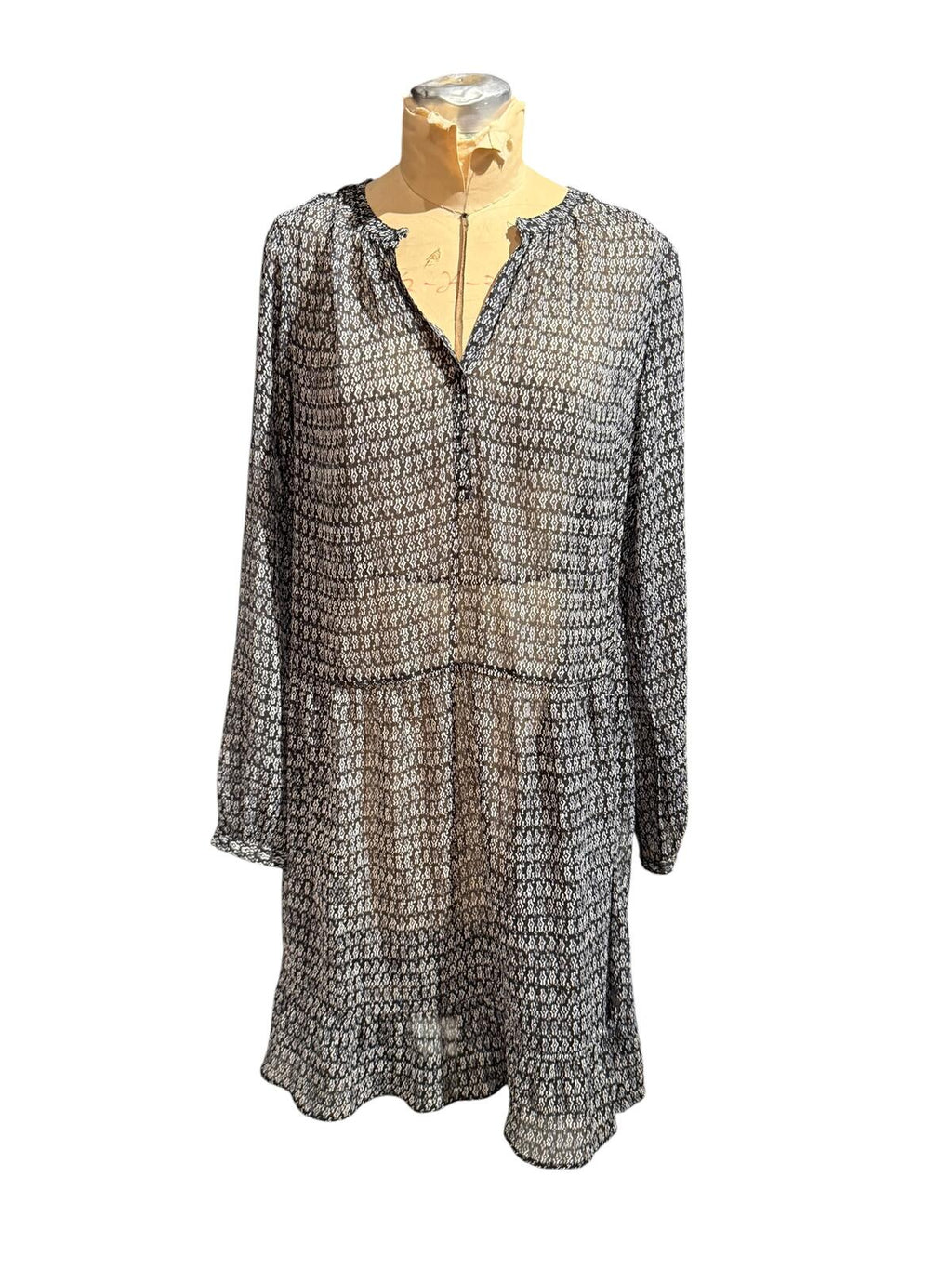 Scotch & Soda Sheer Long Sleeve Printed Dress