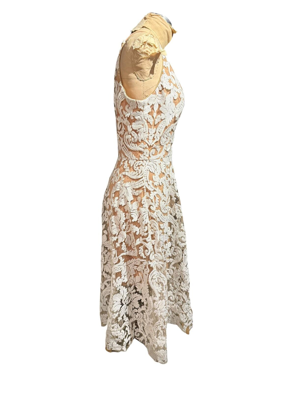 Dress the Population Sleeveless White Lace Sequin Midi Dress