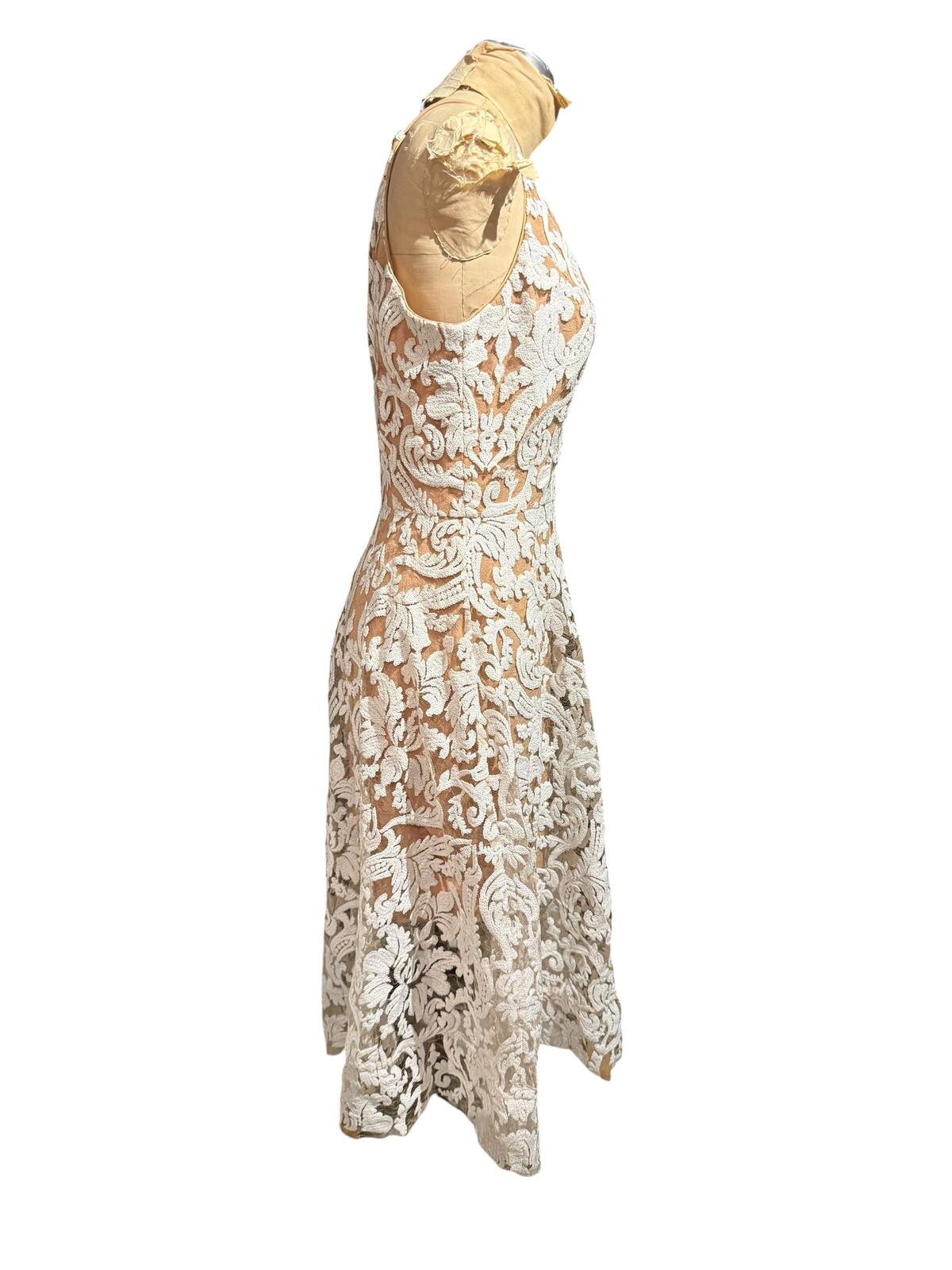 Dress the Population Sleeveless White Lace Sequin Midi Dress