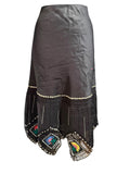 Carole Little Black Embroidered Asymmetric Hem Skirt