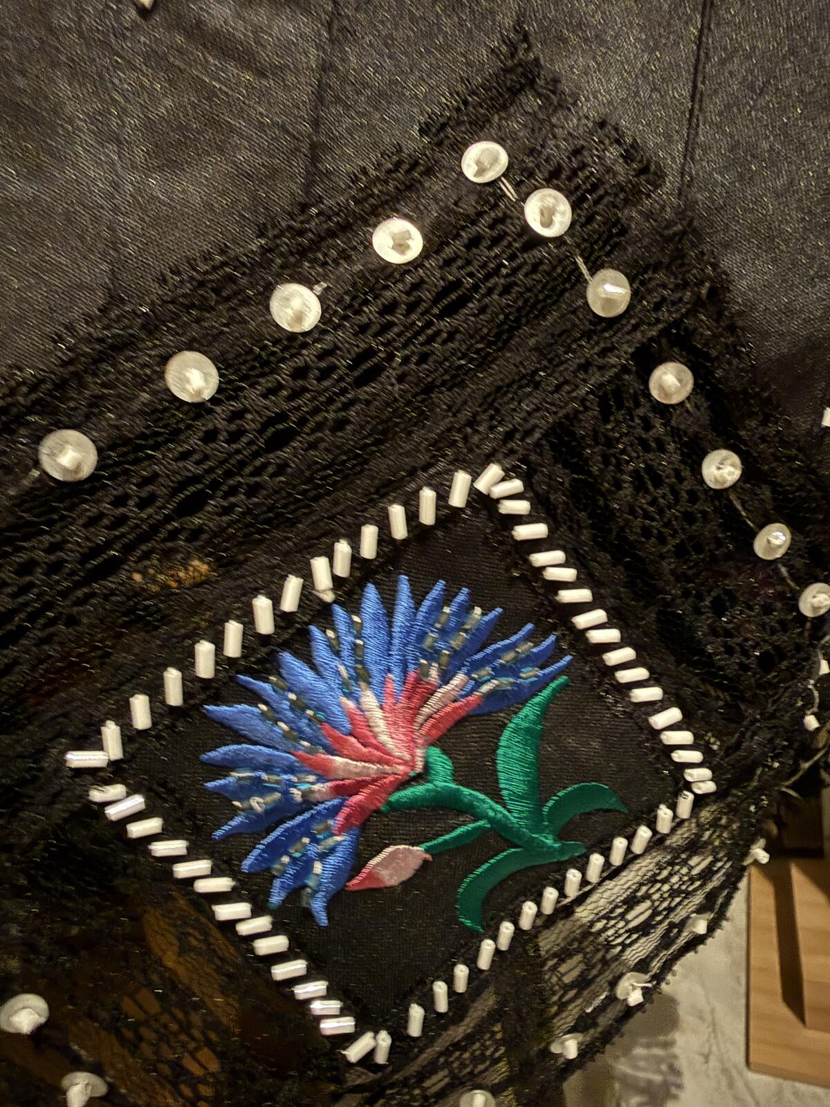 Carole Little Black Embroidered Asymmetric Hem Skirt
