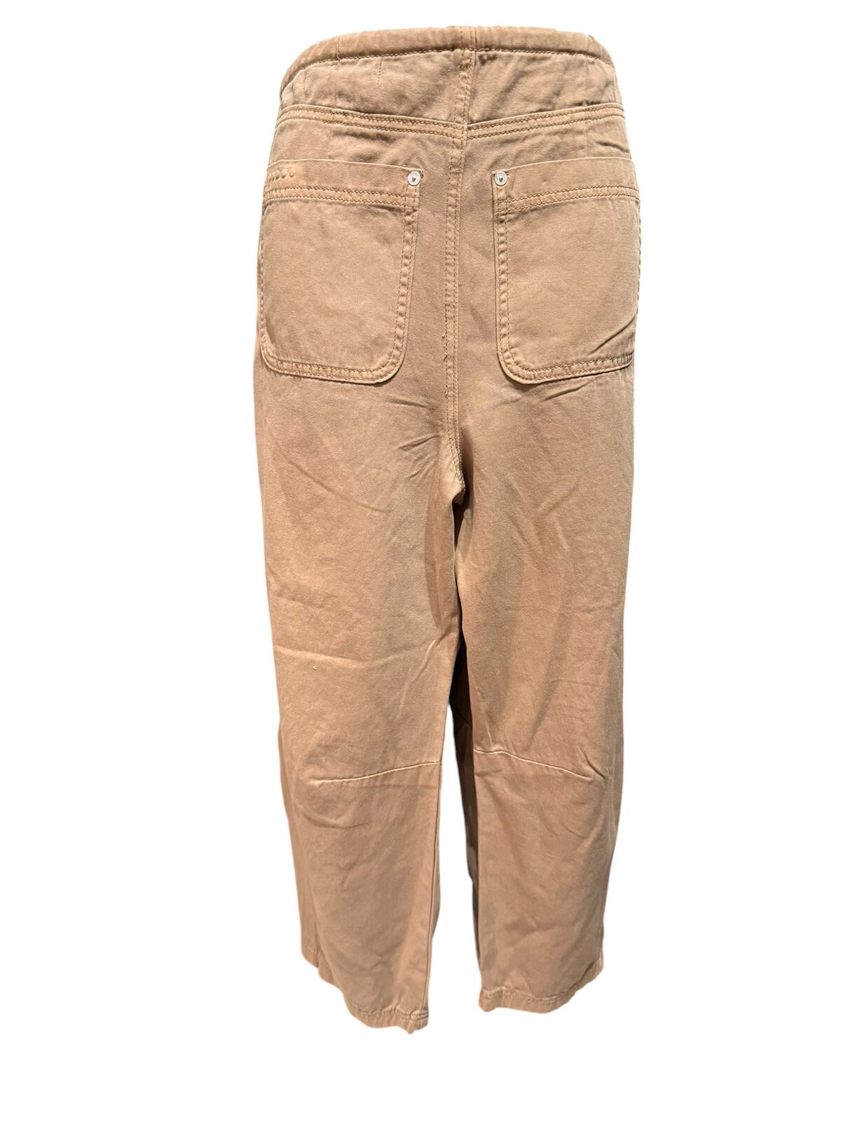 Blank NYC Beige Casual Drawstring Waist Cotton Barrel Pants