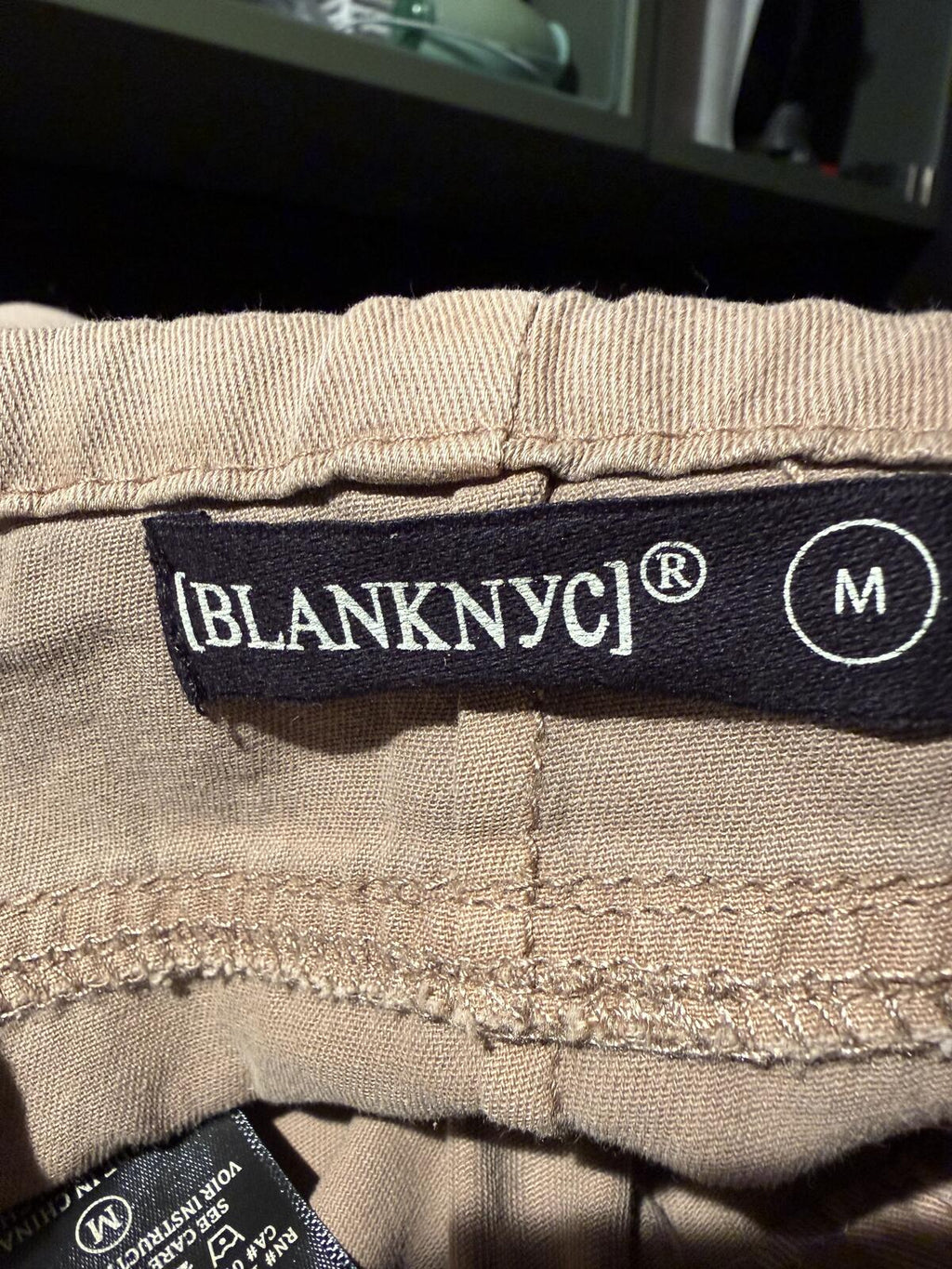 Blank NYC Beige Casual Drawstring Waist Cotton Barrel Pants