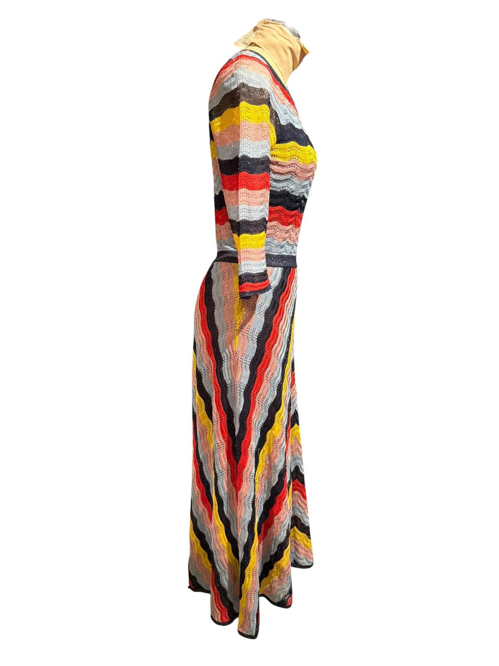 Boden Multicolor Wave Pattern Helen Dress with 3/4 Sleeves