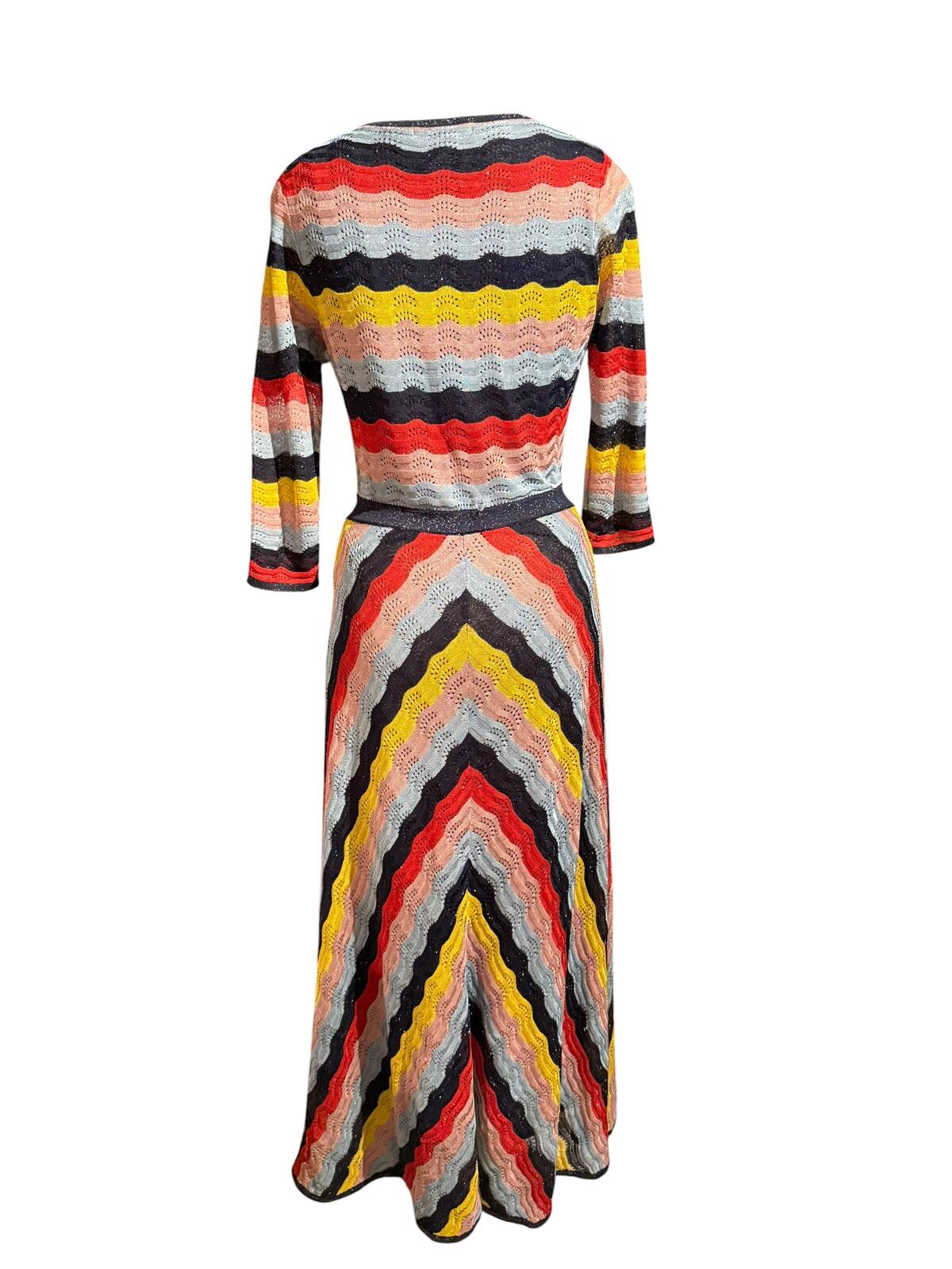 Boden Multicolor Wave Pattern Helen Dress with 3/4 Sleeves