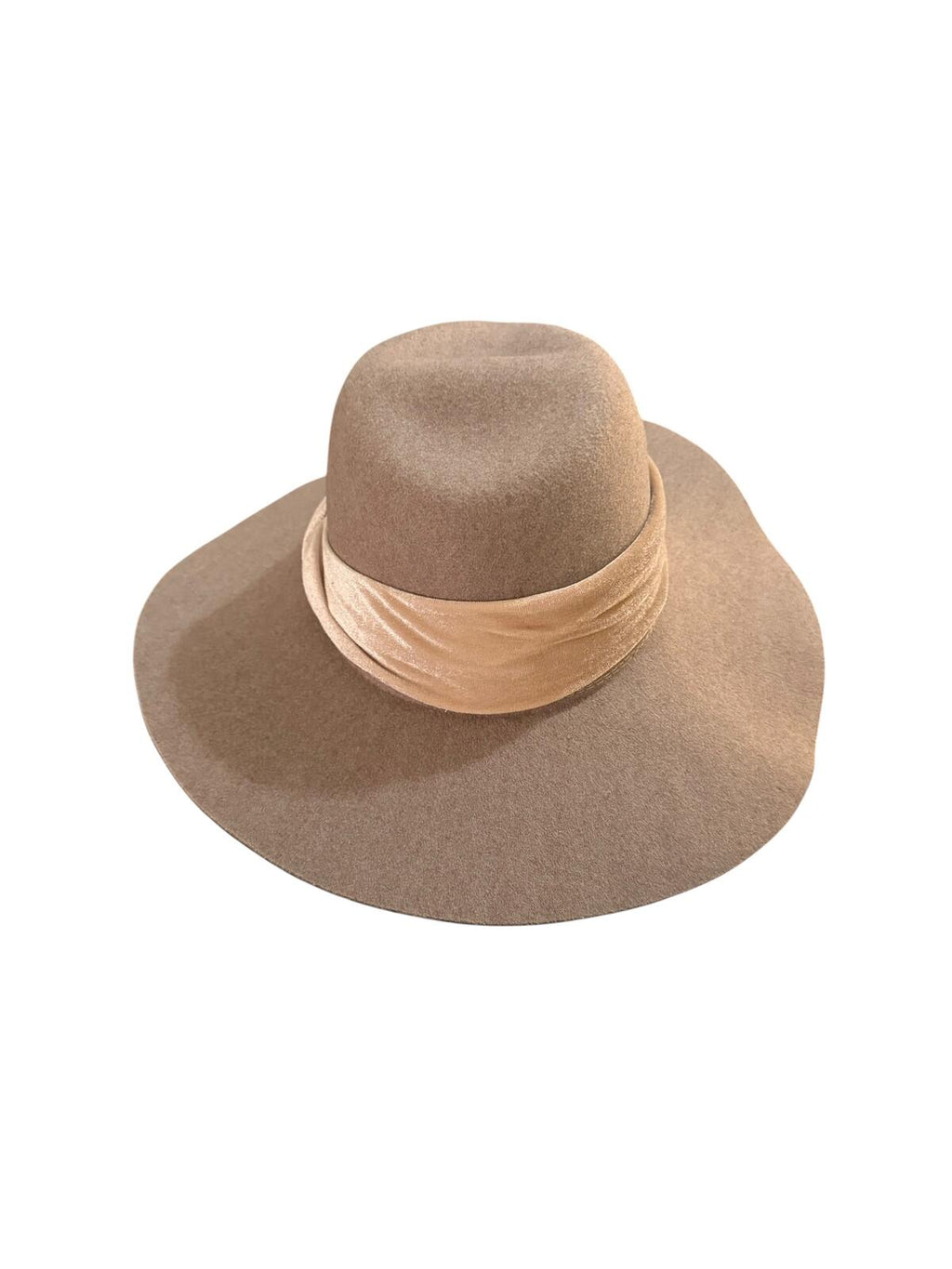 San Diego Hat Company Wide Brim Taupe Felt Hat with Velvet Band