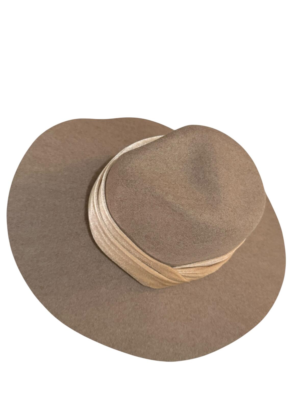 San Diego Hat Company Wide Brim Taupe Felt Hat with Velvet Band