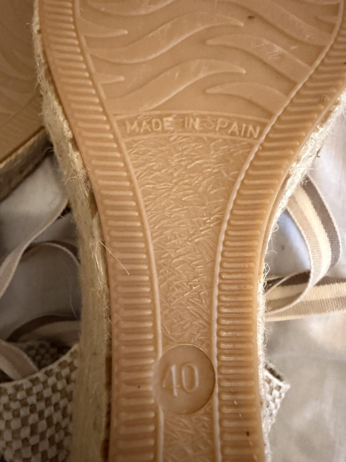 Paseart Beige Espadrille Wedge Sandals with Ankle Wrap