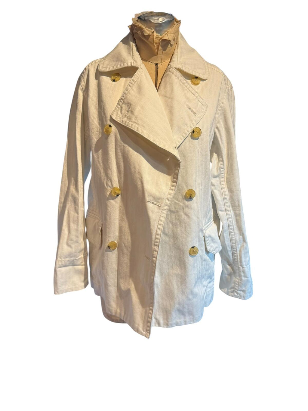 Everlane White Denim Double-Breasted Button Jacket