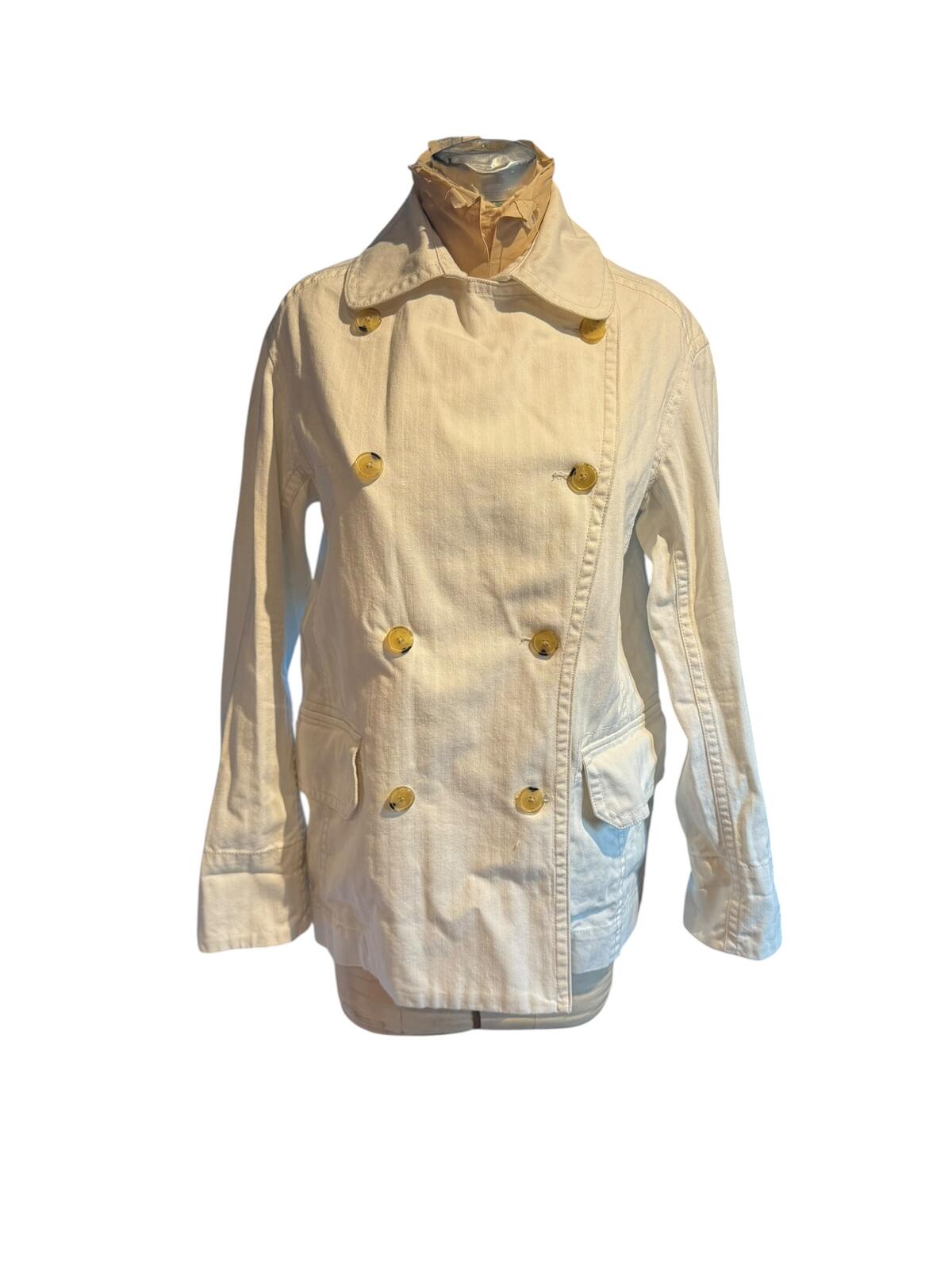 Everlane White Denim Double-Breasted Button Jacket
