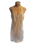 California Dynasty Vintage Ivory Satin Slip Dress with Lace Detail