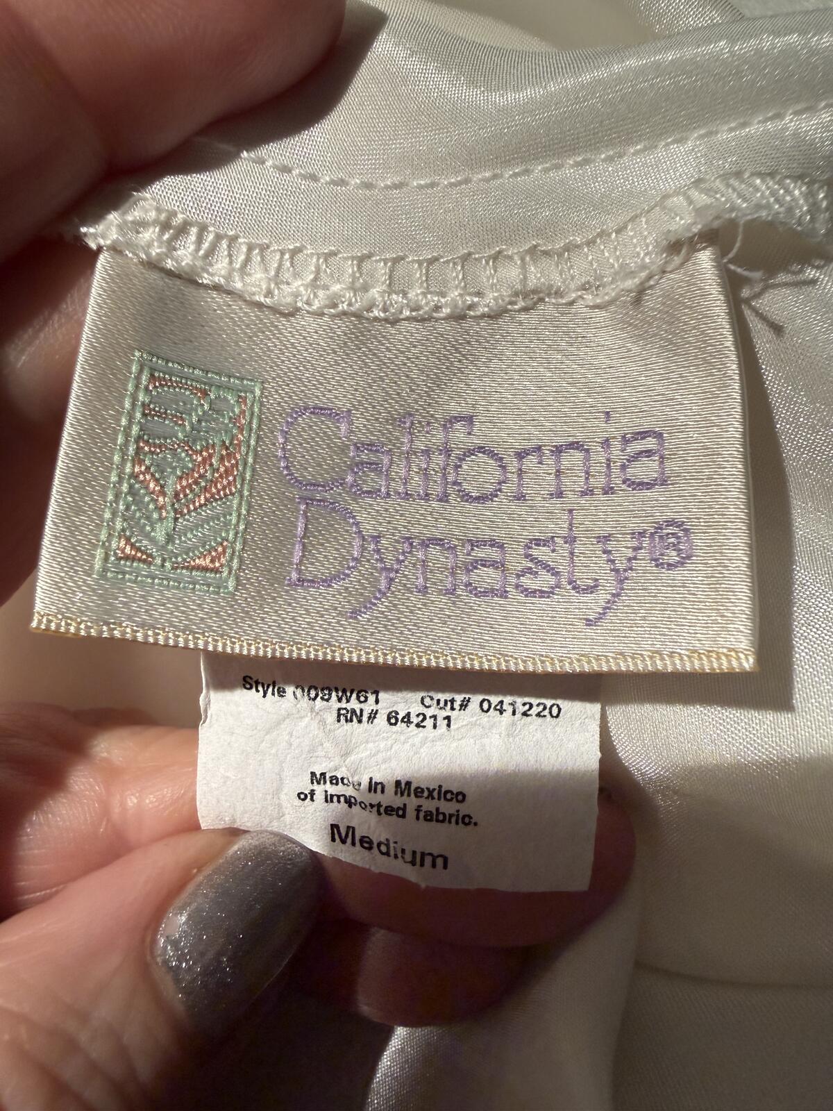 California Dynasty Vintage Ivory Satin Slip Dress with Lace Detail