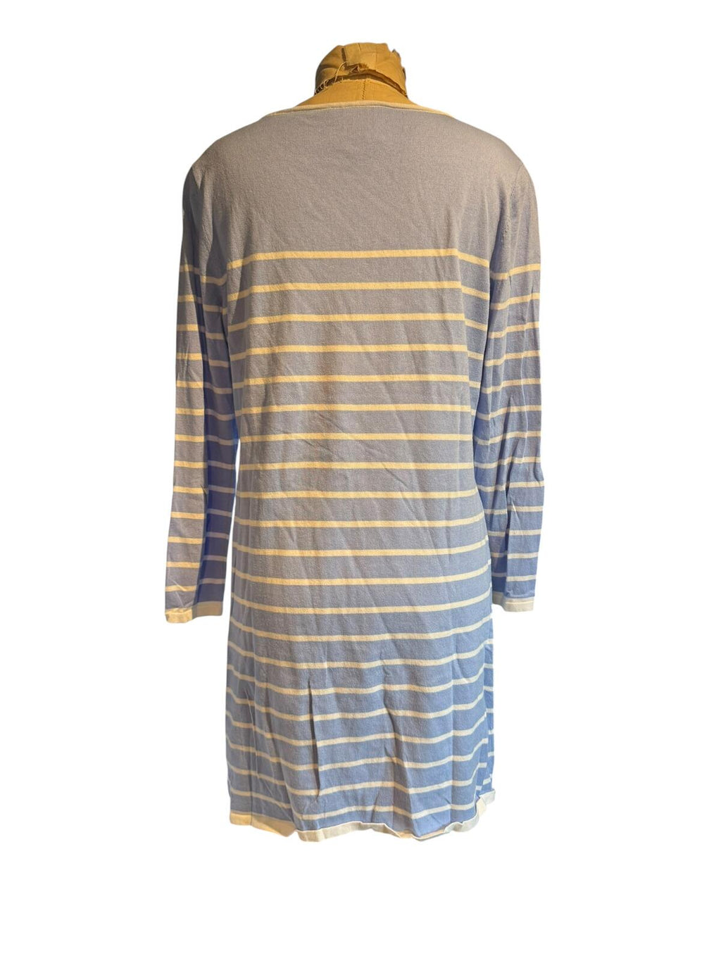 Sail to Sable Casual Light Blue and Cream Striped Long Sleeve Dress