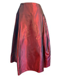 Scott McClintock Vintage Red Satin Pleated Midi Skirt