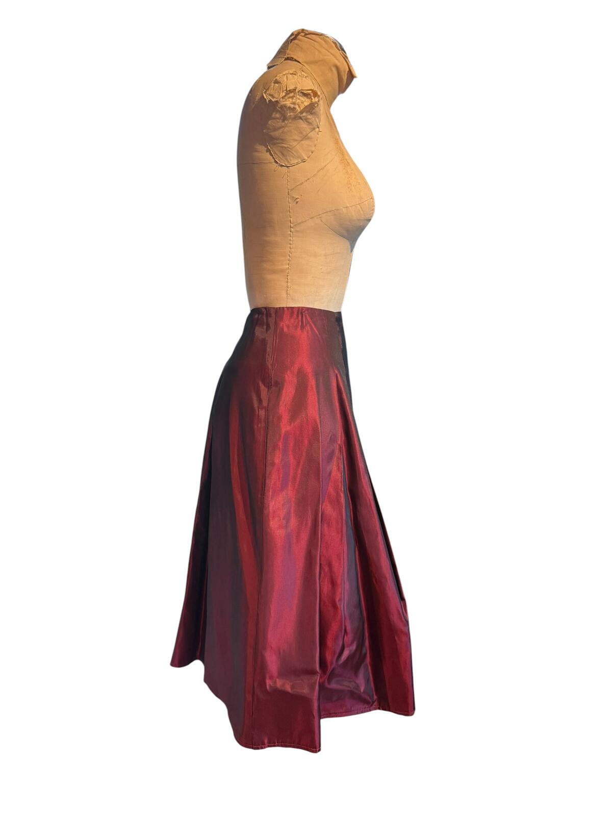 Scott McClintock Vintage Red Satin Pleated Midi Skirt