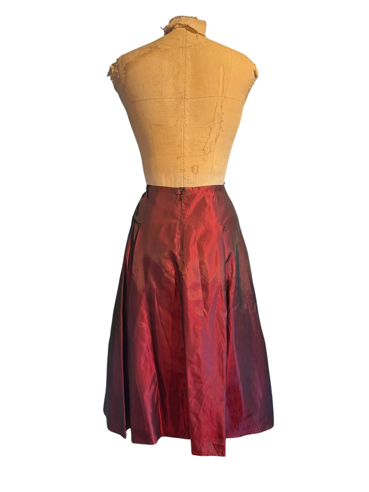 Scott McClintock Vintage Red Satin Pleated Midi Skirt