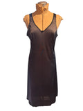 Warners Vintage Black Satin Slip Dress with Lace Trim