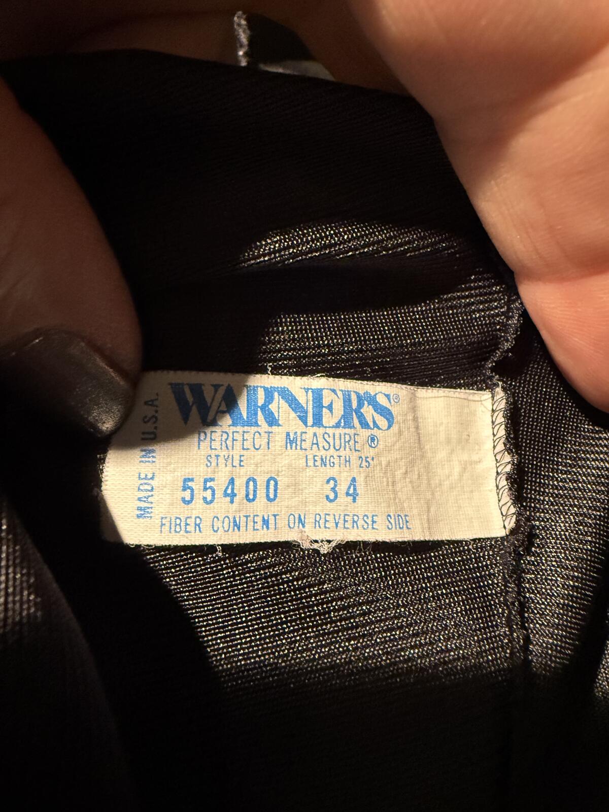 Warners Vintage Black Satin Slip Dress with Lace Trim