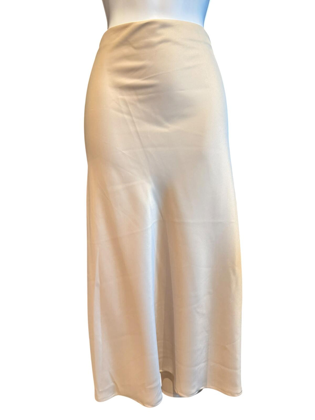 Rachel Zoe Cream Satin Midi Skirt