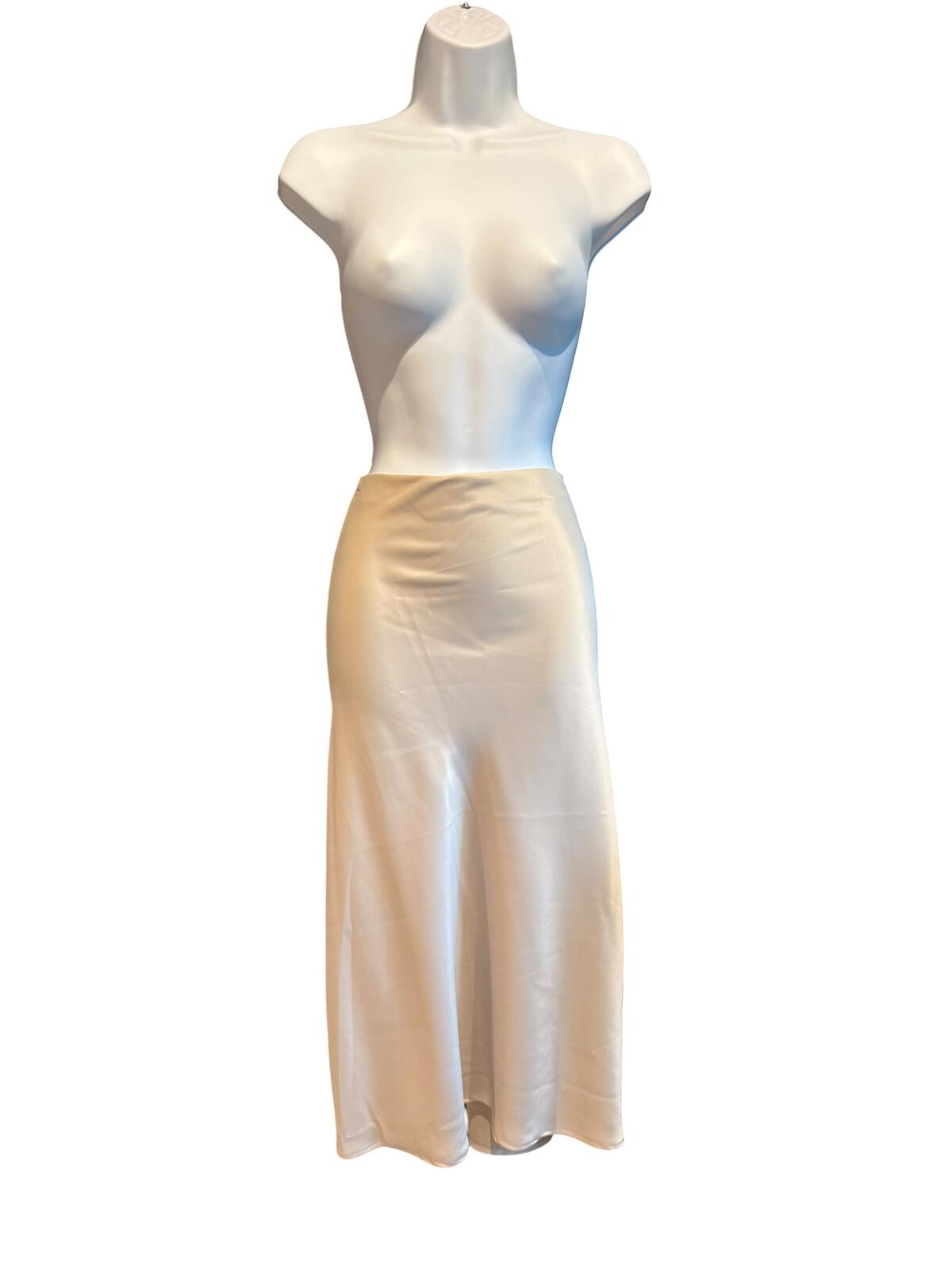 Rachel Zoe Cream Satin Midi Skirt