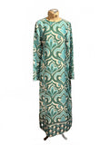 MNG by Mango Long Sleeve Maxi Dress with Geometric Pattern and Cutout Back